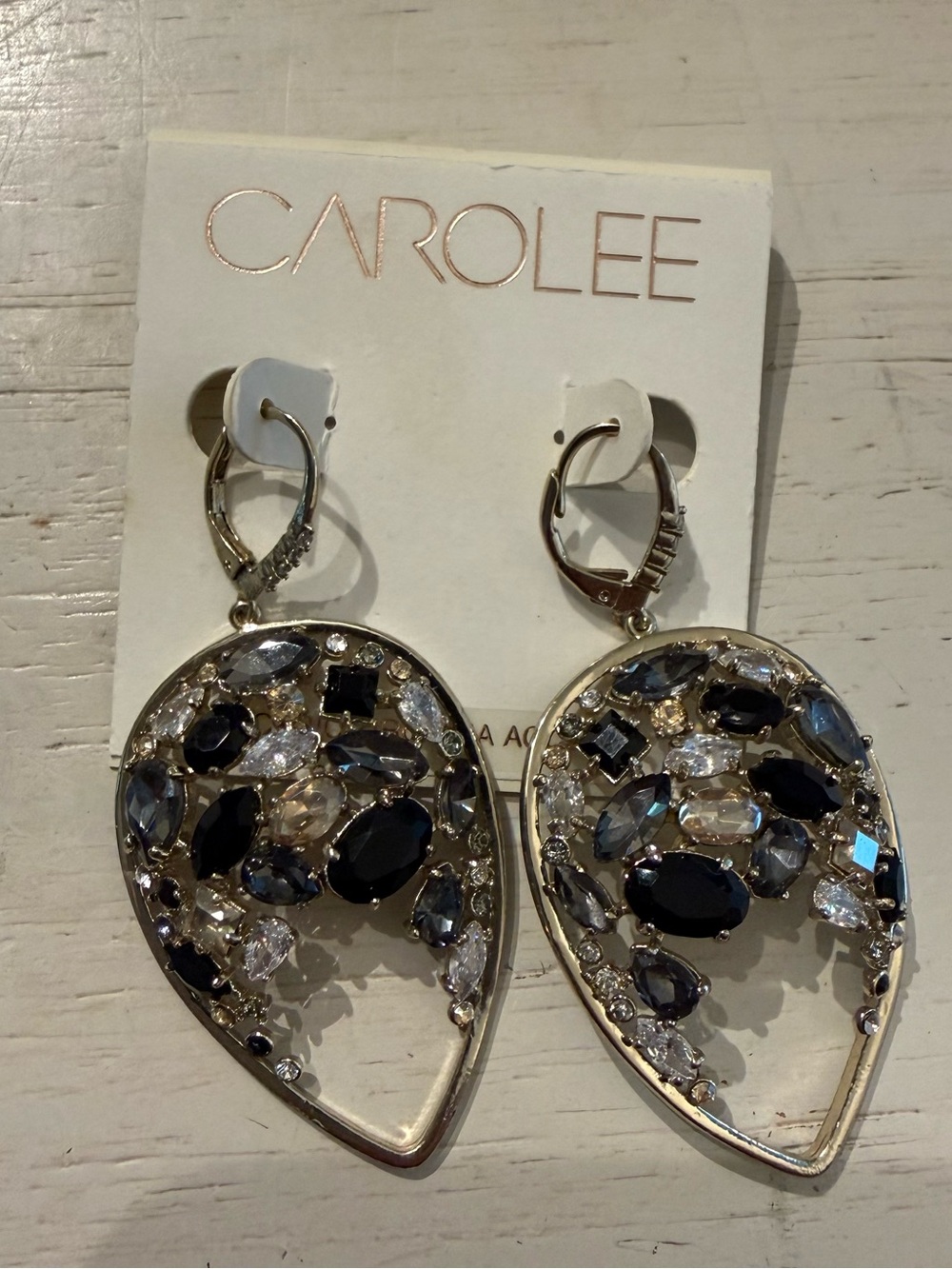 Carolee Mixed Crystal Orbital Teardrop Drop Earrings